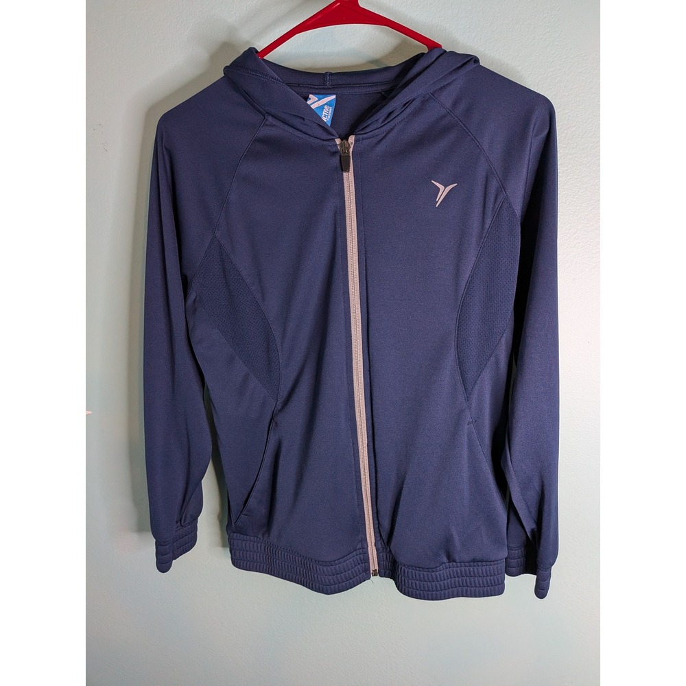 Old Navy Active Womens Navy Blue Full Zip Hoodie Mesh Panel Athletic Jacket M 8